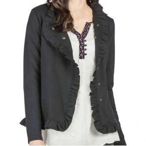 Matilda Jane Black Snap Front Ruffle Jacket Sz Large EUC